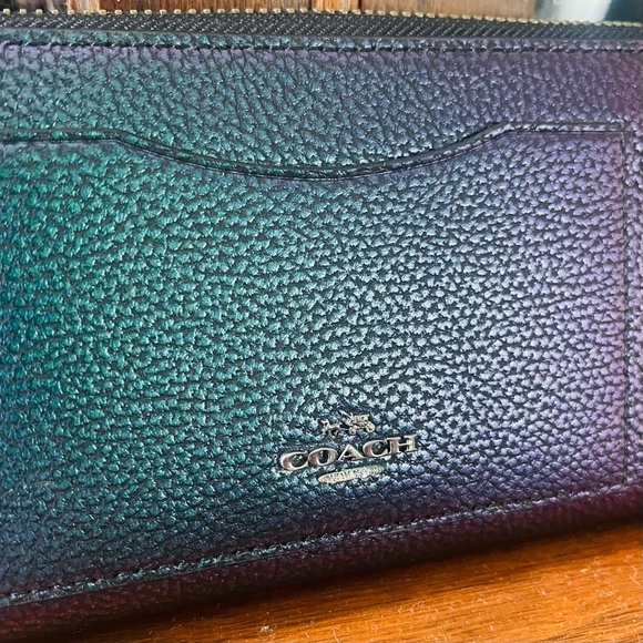 UNICORN COACH HOLOGRAM Accordion Zip Around Long Wallet Pocket Purple Green Teal - Picture 4 of 16